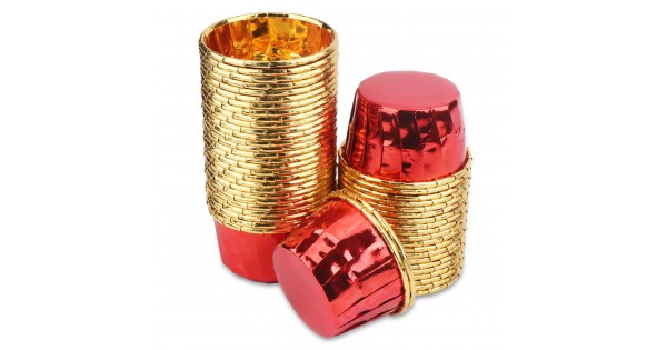 25pcs Gold Foil Cupcake Liners, Muffin Paper Baking Cups, High