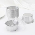 Muffin Cupcake Liners for Baking, EUSOAR 50pcs 5oz 125ml Disposable Ramekins, Aluminum Foil Muffin Liners Cups with Lids, Disposable Aluminum Foil Cupcake Baking Cups Holders Cases Boxes Pans with Lid