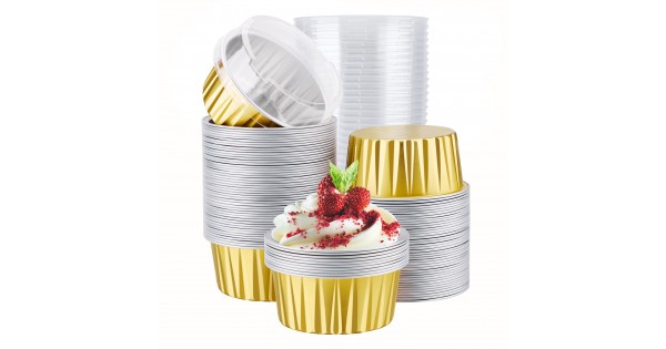 Silver Tulip Cupcake Liners, Foil Muffin Baking Cups (3.35 x 3.5