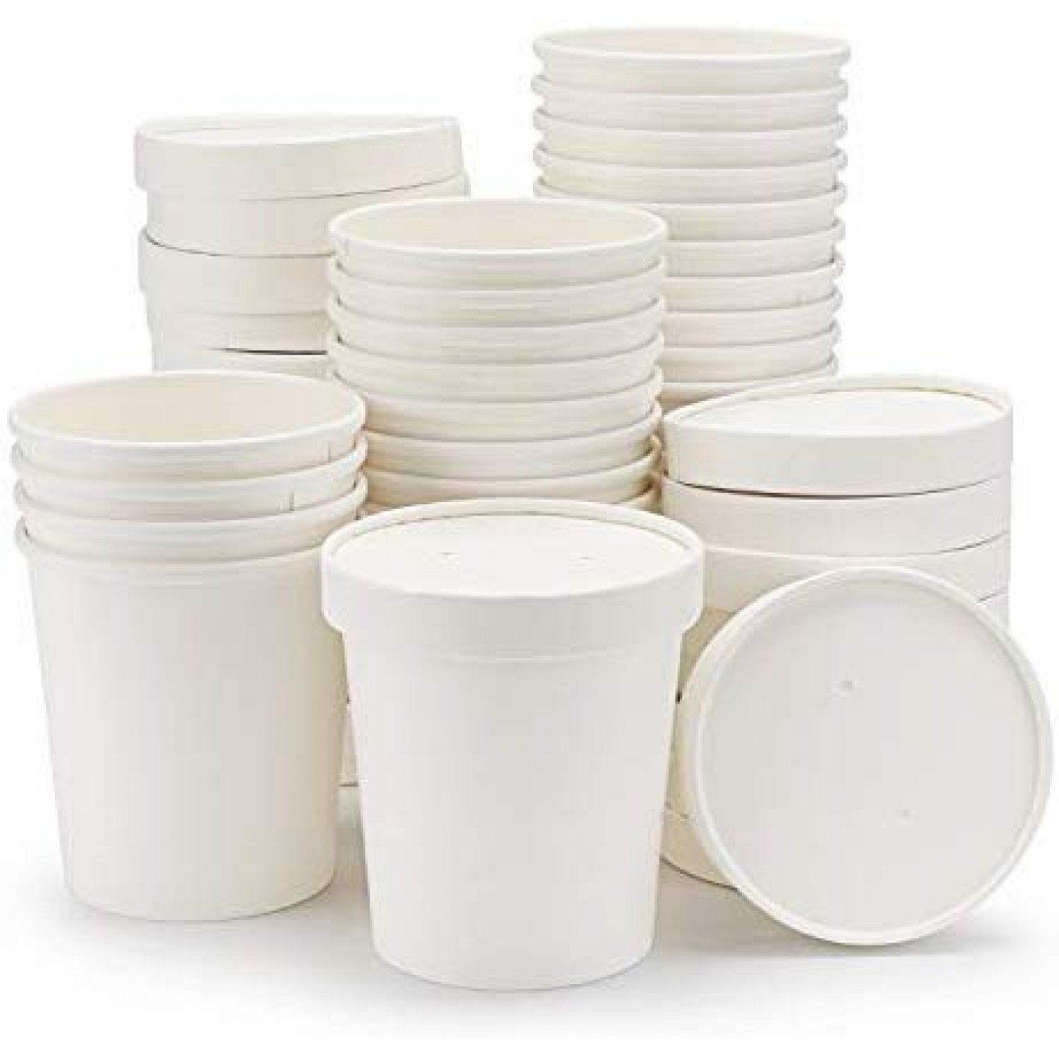 Choice 1/2 Gallon White Paper Frozen Yogurt / Food Cup with Paper Lid - 25 /Pack