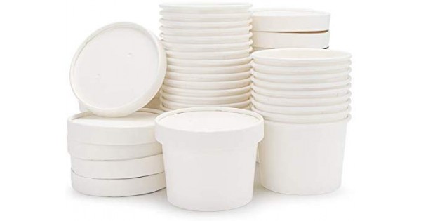 50Pcs 8 Ounce Kraft Paper Soup Cup Disposable Meal Prep Containers