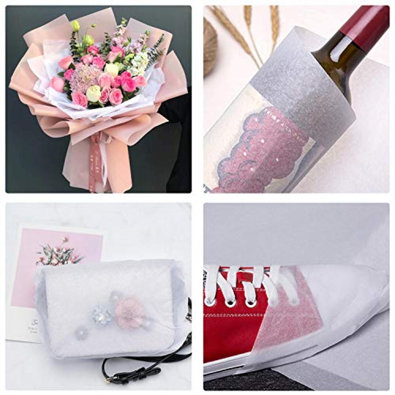 Loygkgas New 100 Sheets Liner Tissue Paper Wrapping Shoes Clothes Gift Packaging (Pink), Size: As Shown