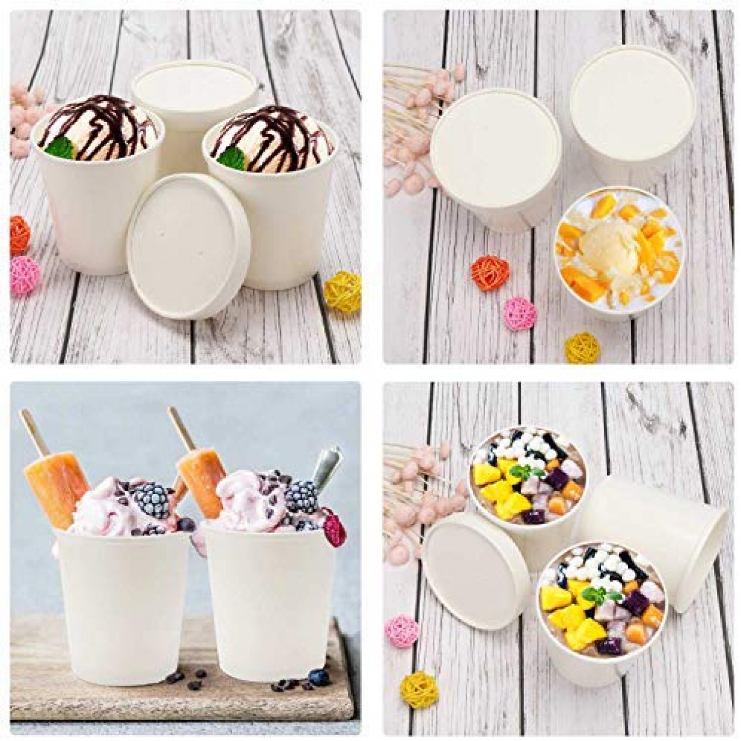 UNIQIFY® Quart 32 oz Ice Cream To Go Containers With Non-Vented Lids