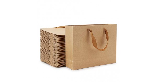 Portable Brown Kraft Paper Gift Bags