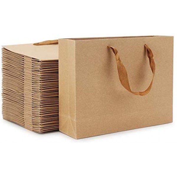 EUSOAR Kraft Bags with Handles, 30pcs Recyclable Craft Bags with 3 Sizes, Gift Bags, Business Packaging Bags, Handmade DIY Bags, Recyclable Kraft