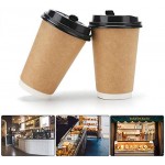 25pcs Disposable Hot Paper Coffee Cups, Eusoar 16 oz Disposable Double Walled Hot Cups with Lids, Perfect Travel To Go Party Paper Cups for Hot Coffee, Tea, Chocolate Drinks