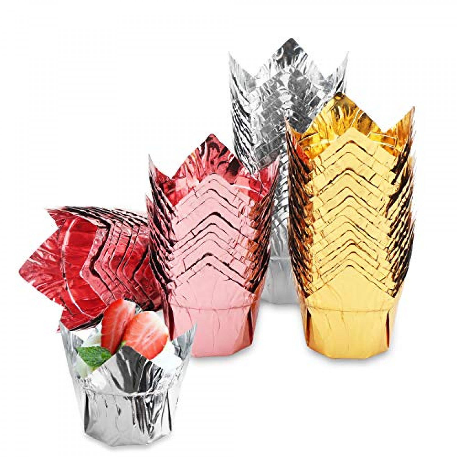 Gold Tulip Cupcake Liners, Foil Muffin Baking Cups (3.35 x 3.5 In, 100 –  Sparkle and Bash
