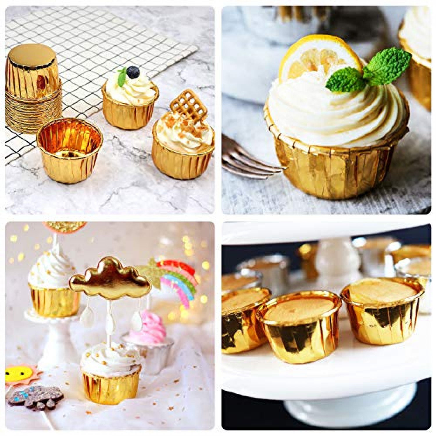 Cupcake Liners Muffin Liners, 100pcs Aluminum Foil Mini Baking Cups  Disposable Muffin Tin Cups Dessert Baking Cups Holders Cupcake Wrapper Cups  for