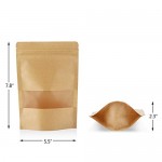 Kraft Stand Up Pouch Bags, Eusoar 50pcs 5.5" x 7.8" Kraft Paper Zipper Pouch, Storage Brown Paper Bags with Zip Lock and Transparent Window for Storing Nuts Seeds Beans Coffee Candy Snacks