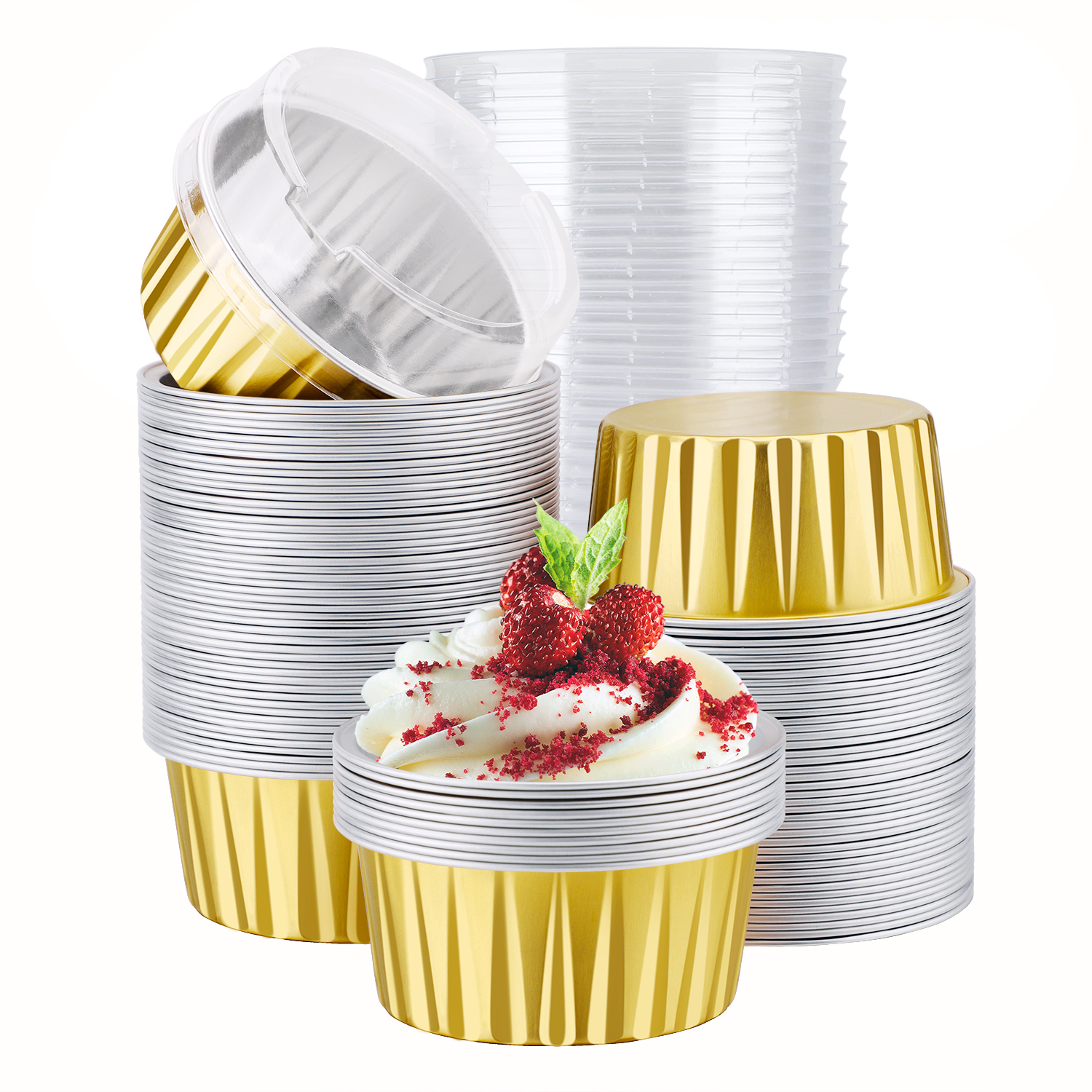 100pcs/pack Aluminum Foil Cupcake Liners Cupcake Holder Baking Cups Pans  Muffin Pudding Holders Wappers for